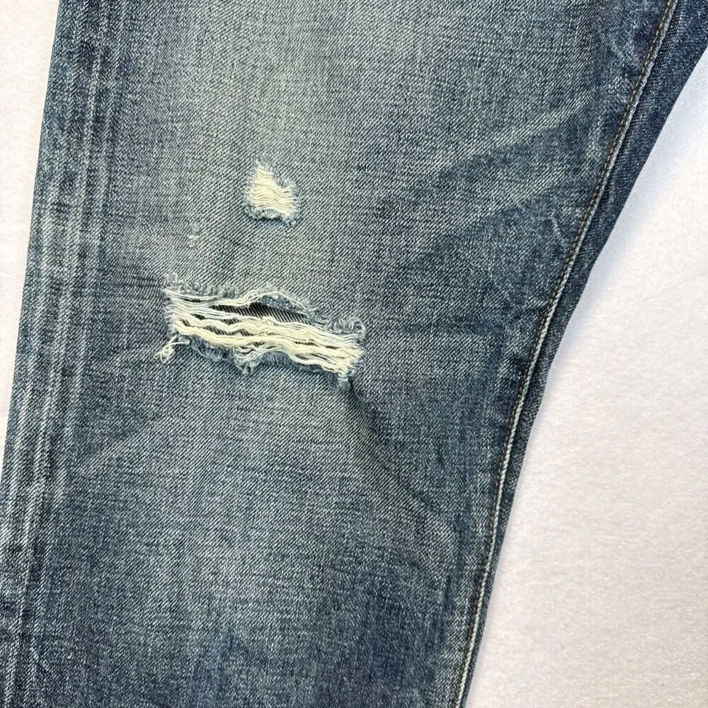 J.Crew Point Sur Darwin Jeans 29 USA Cropped Cotton B0782 Distressed Raw Hem